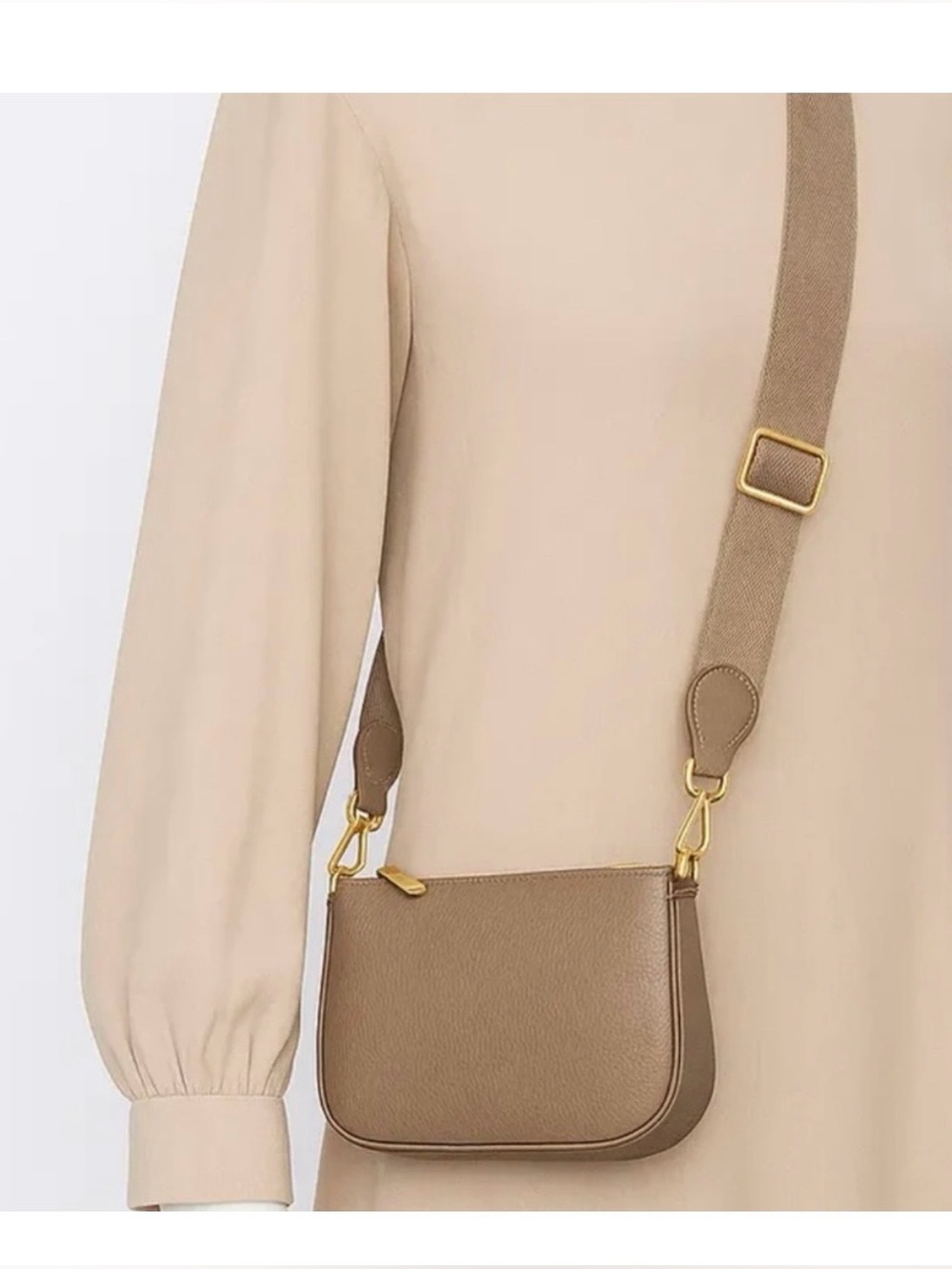 NEW Dress Up Your Purse Medium Pochette Taupe Leather Crossbody Bag Purse